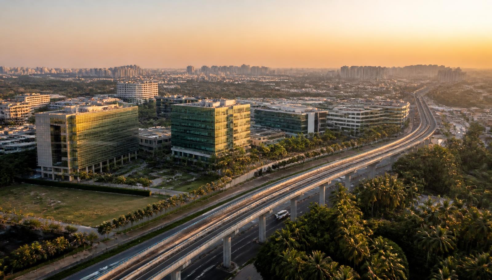 Electronic City, Bangalore skyline and Hosur Road corridor